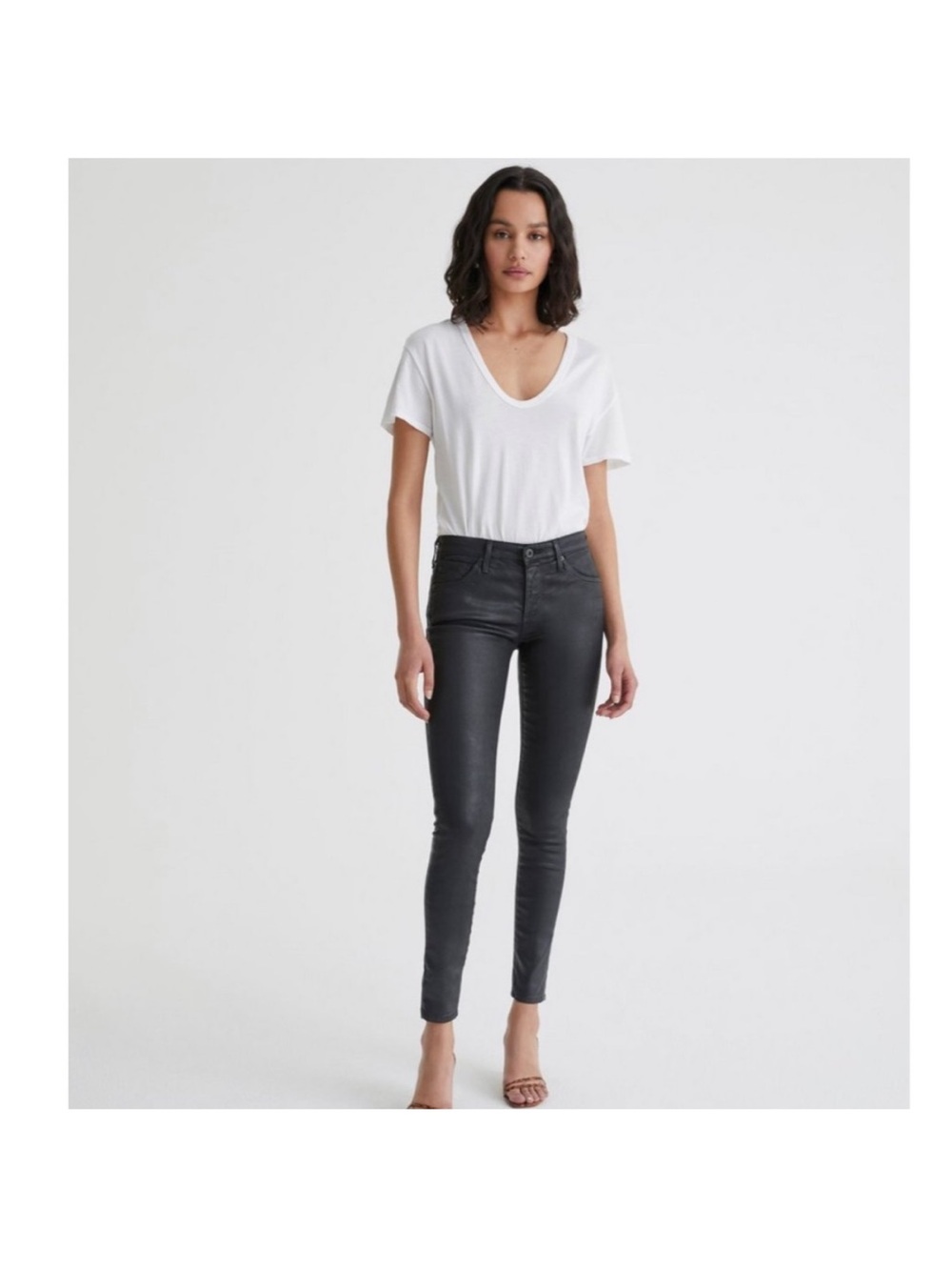AG The Legging Ankle Black Coated Skinny Jeans